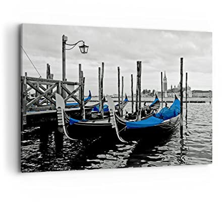 ARTTOR Bilder auf Leinwand 120x80cm Wandbild Schwarz-Weiß Städte - 0446