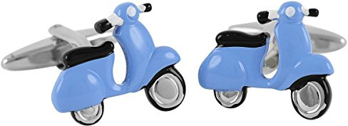 LINDENMANN Manschettenknöpfe, silberfarben mit Blauer Vespa, Geschenketui, 1663