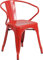 Flash Furniture Silla de Exterior de Metal con Brazos, Color Rojo, Juego de 4