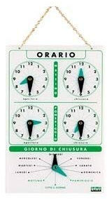 Agendepoint.it - Targa Orario Di Lavoro In Pvc Bianca Con Catenella E Lancette 20x13