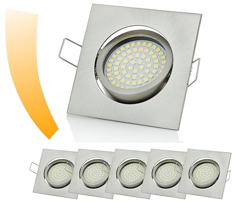 6x LED Einbaustrahler Eckig 230V Flach Dimmbar (5W 420lumen) – Schwenkbare Deckenspots Warmweiß 3000K – Deckenstrahler LED für Küche & Wohnzimmer