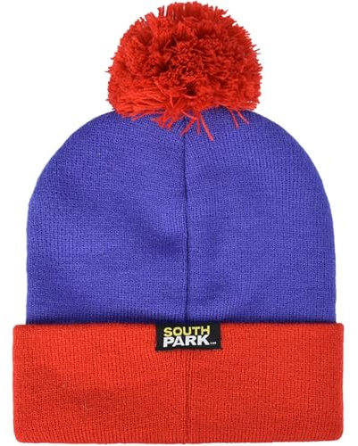 Concept One Herren South Park Stan Marsh Cosplay Strickmütze aus Acryl mit Manschette und Bommel Beanie-Mütze, Violett, Rot, Einheitsgröße