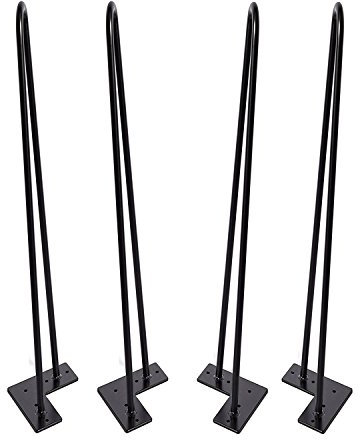 Pieds en épingle à Cheveux 28 Pouces Ensemble de 4, DIY Meubles de Table en métal Jambes idéales pour la Table à Manger, Bureau, 3/8 de diamètre Milieu siècle Style Moderne (71.1cm, Noir)