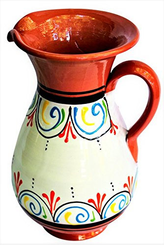 Terracotta bianco, 2 quart Pitcher – dipinto a mano dalla Spagna