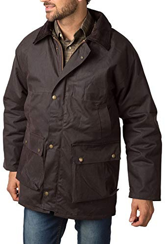 Rydale Men's Thirsk Classic Wax Jacket Waxed Cotton Country Check Lining Coat