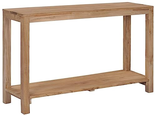 vidaXL Teakholz Massivholz Konsolentisch mit Ablage Konsole Beistelltisch Ablagetisch Flurtisch Telefontisch Sideboard Wohnzimmer 120x35x75 cm