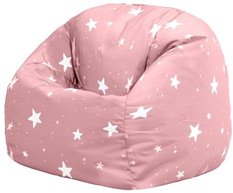 icon Stella Pouf Bambini, Rosa, Pouf Poltrona, Poltrona Sacco con Riempimento Incluso, Sedia Bambini, Mobili Camera da Letto