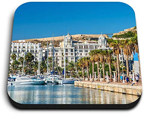 1 x Square MDF Fridge Magnet - Marina of Alicante Spain 45677