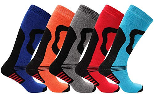 SX167-4-6 - Boys Ski Socks 5 Pack - 4-6 - (EU 37-39)