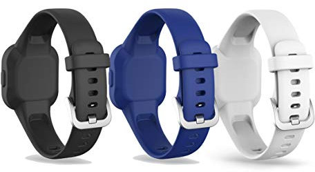 RuenTech Kompatibel mit Garmin Vivofit JR 3 Armband Kinder 2020 Ersatzarmband Silikon Armbänder Ersatzbandbänder Klein Groß (schwarz+weiß+Marineblau)