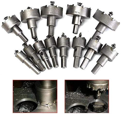 13Pcs Bohrloch Säge Set, Lochsägebohrer, 16mm-53mm Lochsägebohrer aus Edelstahl Hartmetall Spitze TCT Metall Bohrer Hardware Werkzeuge Hartmetallbestückter Zahnlochfräser