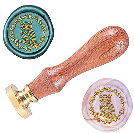 SUPERDANT Waxsiegel Stamp Eulenmuster Vintage Seal Stamp Retro Abnehmbarer Messingkopf 25mm Holzgriff Seal Stamp Für Grußkarte Umschlag Einladung Geschenkpapier