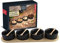 Moritz & Moritz 4x Schwarze Dipschalen Set mit Brett Holz - Dip Schälchen für Snacks - Snack Schalen Set Keramik - Dip Schalen Set - Kleine Schüsseln als Saucenschälchen, Snackschalen, Dessertschalen