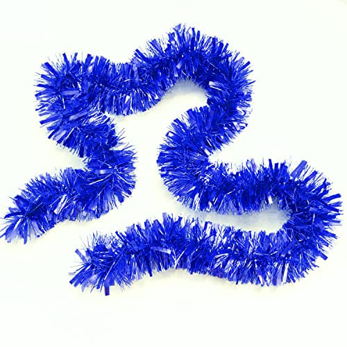 Folytiy Lametta-Girlande, 10 m, für Weihnachtsbaum, Kranz, Treppen, Kamin, Dekoration, Hochzeit, Geburtstag, Party (blau)