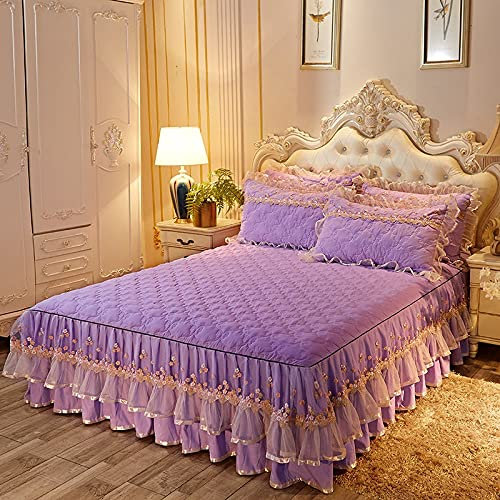 Bettrock Volant-Rüschen Tagesdecke Rüschen Bett Rock, Bett Volant Tagesdecke Mit Rüschen Faltenresistent Und Ausbleichen Beständig。Mit Kissenbezug*2。 ( Color : U , Size : 180*200cm/*71*79inch )