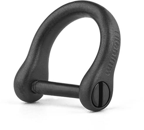 FEGVE Petit porte-clés en titane avec manille à vis – Porte-clés de voiture robuste Mini anneaux en D en titane – 9 mm (noir, 1 paquet)