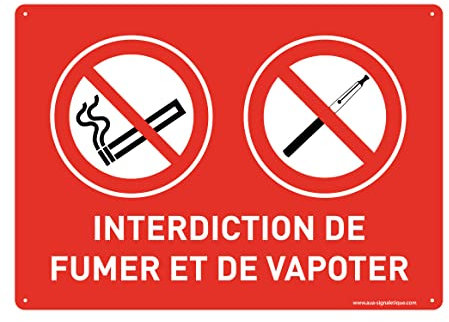AUA SIGNALETIQUE - Panneau Prépercé (4 Trous) avec Angles arrondis - PVC Rigide 1.5 mm - (210 x 150 mm, Défense de Fumer et de Vapoter)