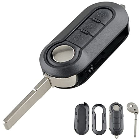 HooRLZ FIAT Schlüsselgehäuse 3-Tasten für FIAT 500 Brava Bravo Evo Grande Doblo Ducato Panda Punto Peugeot Citroen Gehäuse der Fernbedienung, FIAT Schlüssel, FIAT 500 Autoschlüssel