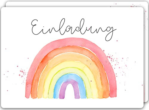 Gentle North 15 x Einladungskarten Kindergeburtstag (A6) - Regenbogen Partyeinladungen zum Kinder Geburtstag für Jungen, Mädchen, Jugendliche & Teenager - Einladungen zur Geburtstagsfeier