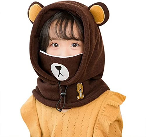 iNszkoos Cagoule Bébé d'hiver Enfant Mignon Bonnet Echarpe Cache Oreilles Chaud Cache Molleton Doublure Chapeau avec Motif de Cartoon Balaclava Animal Chapeau pour 4 à 10Ans Garçons Filles Snowboard