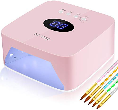 AZ GOGO LED Nagellampe Akku Tragbare UV Lampe für Gelnägel, 72W Nageltrockner UV Lampe mit 30/60/99s Timer LCD Anzeige Smart Sensor, Professionelle Nagellack UV-Lampe Geeignet für Alle Gel