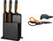 Fiskars Design-Messerblock mit 5 Messern, Functional Form, Schwarz, 1057554 & Mehrzweckschere mit trennbaren Klingen, Inkl. Schutzhülle mit Scherenschärfer, Länge 23 cm, Schwarz/Orange