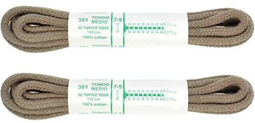 znatoo Lacci in corda di alta qualità, 120 cm, 2 paia, 100% cotone, made it Italy, Tortora/Tortora scuro, 120