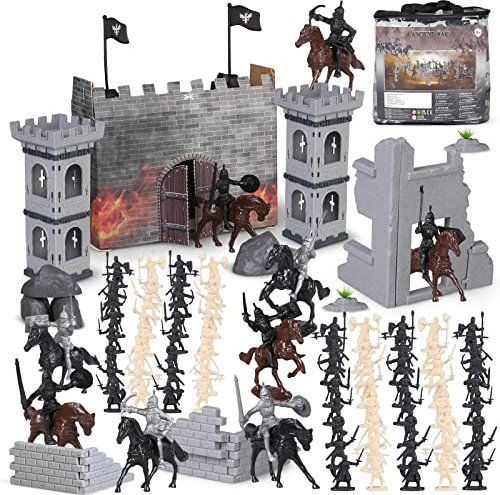 Mittelalterliche Schlossritter, Spielzeug, 254 Stück, alte Soldaten, Kriegerfiguren, Spielzeug, Armee, Männer, Actionfigur, Spielset, Kunststoff, Militärbasis, Spielzeug mit Kavallerie, Pfeil, Turm