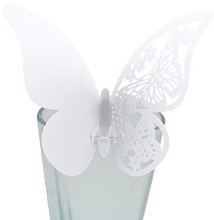 50 Stück Hohle Tischkarten, Schmetterling Hohle Namen Platzkarten Tisch Name Platzkarten Tischkarten Namenskarten Sitzkarte Hohle Sitznummernkarten für Weinglas Bankette Tischdekoration,Weiss