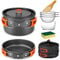 Odoland Camping Cookware Set Non-Stick Lightweight Camping Pots and Pans Mess Kit with Bowls Soup Spoon for Camping, Backpacking, Outdoor Cooking and Picnic for 2-3 People