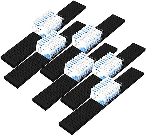 Wesiti 6 Pcs Wooden Name Badge Holder ID Badge Tray Organizer Name Tag Holders Note Card Organizer Plate Table Holders Sign Decor for Office Business, 23.62 x 3.5 x 0.75 Inch(Black)