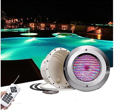 WZYJLyds Led Poolscheinwerfer mit Nische PAR56 Edelstahlmaterial 12V AC IP68 Versenkte Unterwasserlampe für Schwimmbad mit Folientyp Wasserdicht(RGB + Fernbedienung,9W)