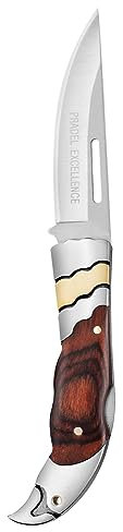 Pradel Excellence - Couteau de Poche Évasion, Forme Aigle - Lame de 7,5 cm en Acier Inoxydable 2CR14, Manche en Bois et Inox - Couteau Compact, Sécurisé et Design - Boîte Couleur