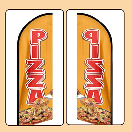QSUM Pizza-Federflagge, 2,4 m x 65 cm x 400 cm, mehrfarbig, Polyester, farbecht, einseitig, Stangenhalterung, Flagge, Banner, Outdoor, Werbung, Eröffnungsfeiern, patriotische Veranstaltungen