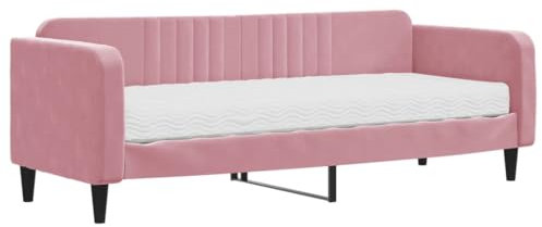 vidaXL Tagesbett, Gästebett mit Matratze, Sofabett Schlafsofa für Schlafzimmer Wohnzimmer, Bettsofa Sofa 2-in-1, Rosa 80x200cm Samt