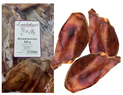 Lunderland Schweineohren 500g getrocknet Einzelfuttermittel für Hunde