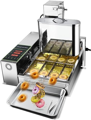 Commercial Automatic Donut Making Machine, Donut Fryer, 4 Rows Auto Doughnut Maker 5.5L Hopper, Intelligent Control Panel, Adjustable Thickness Donuts Fryer, 304 Stainless Steel-1pc