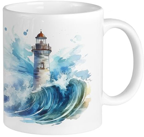GRAZDesign Tasse Maritim Leuchtturm - Motive auf Kaffeebecher und Teetasse groß, für Büro und Zuhause, Keramik 330ml