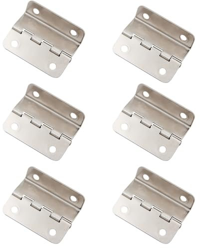 TopHomer 6 Bisagras de Tres Pliegues, Decorativas de Metal Flexible de 41 mm, Media Superficie, para Puerta, Armario y Cofre de Joyería (Plateado)