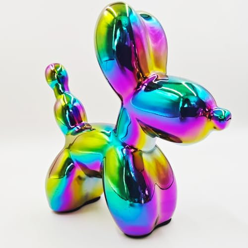 Swy Hair Galvanisierte Keramik-Ballon-Hundestatue, Basteln, Wohnzimmer, Desktop-Dekoration, handgefertigt, modern, kleine Keramik-Tierstatue, Ornament, Heimdekoration, Akzente (schillernd, 10,9 cm)