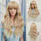 OUFEI Lange Gewellt Blonde Perücken für Frauen Natürliche Synthetische Haare Hitzebeständig Perücken für Tägliche Party Cosplay Tragen