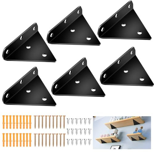 Lot de 6 supports pour étagères flottantes, support d'angle en fer invisible pour montage mural, pour cuisine, étude, jardin (80 x 100 mm)