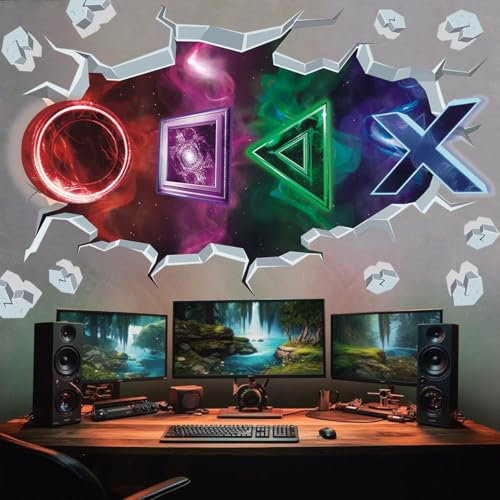 TOARTI 3D Gamer Wandtattoo Bunte Gamer Poster Gaming Wandtattoo Kinderzimmer Jungen Videospiel Wandstikcer für Jugendzimmer Deko Geschenk Xbox Wandstikcer für Schlafzimmer Deko Geschenk
