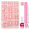 240 Stück Press On Nails Tips Set - Französisch Falsche Nägel Zum Aufkleben - Künstliche Nägel Kurz Quadrat Nail Art Manicure Fake Nails für Damen und Frauen (Short Pink French)