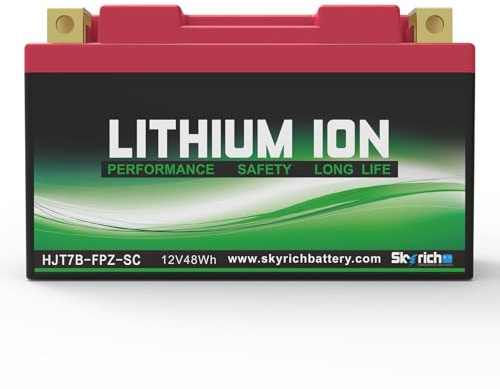 Skyrich HJT7B-FPZ 12V 4Ah LiFePO4 Motorcycle Lithium Battery,Replace YT7B-BS 280CCA,Maintenance-free,Compatible with Scooter, Street Motorcycle,ATV & Powersports lightweight