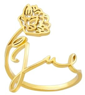 Kelapornt Ring Ringe Damen Bijouterie Herren 12 Monate Blumenringe Für Frau Rose Blume Paar Ring Hochzeit Geburtstag Schmuck Größe Veränderbar Jul