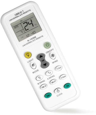 OcioDual Mando Universal para Aire Acondicionado, 1000 Modelos Compatibles en 1 Mando, A/C Control Remoto Universal LCD Digital, Refrigeración, Ventilación, Dirección, Modos, Reloj, Temporizador