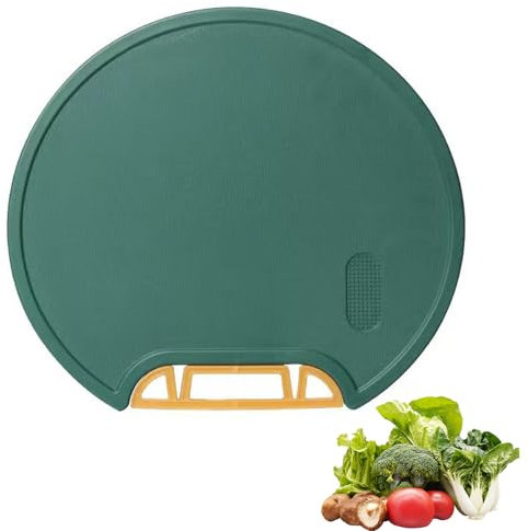 PMELCXD Multifunctional chopping board - round chopping board made of PE plastic, wooden board and pizza board, ideal as a cover for round sinks, practical board for any kitchen
