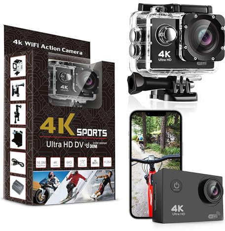Pro Xtreme 4K Action Camera - Ultra HD Waterproof Camera Video Camera with Wi-Fi, 170° Wide Angle Lens, Image Stabilization, Multiple Mounting Options - Perfect Underwater Camera Snorkeling