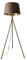 meineWunschleuchte Dreibein Holz Stehlampe mit Samtschirm Braun Gold, Höhe 157cm